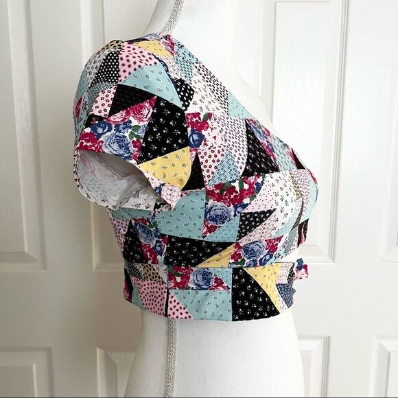 Frankies Bikinis Patchwork Halterneck Bikini Top and Puck Bikini Bottom Medium - Picture 5 of 12